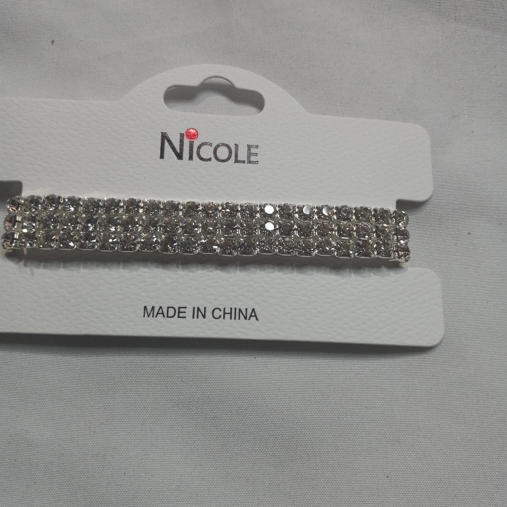 Nicole silver and white rhinestone bracelet